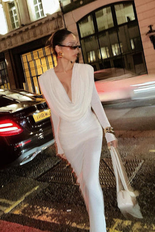 Draped Cowl Neck Maxi Dress
