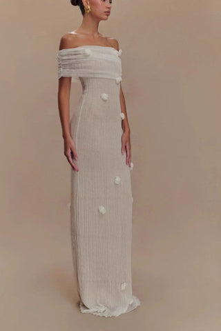 Brooke Off Shoulder Flower Knit Dress