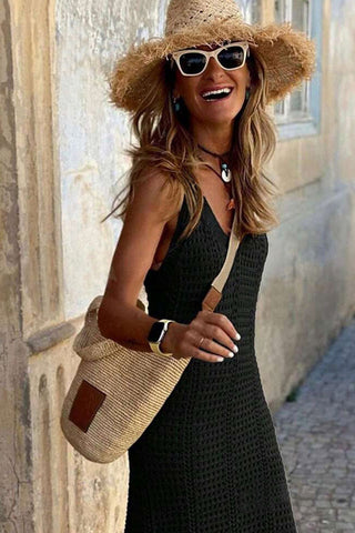 Hollow Out Sleeveless Sweater Dress