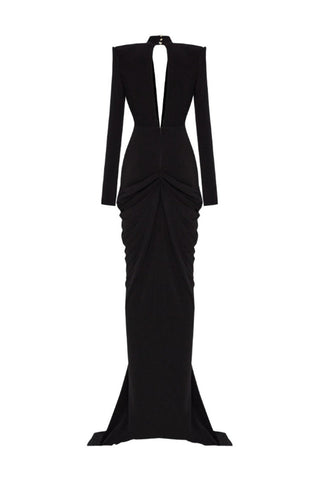 Embellished V Neck Draped Gown