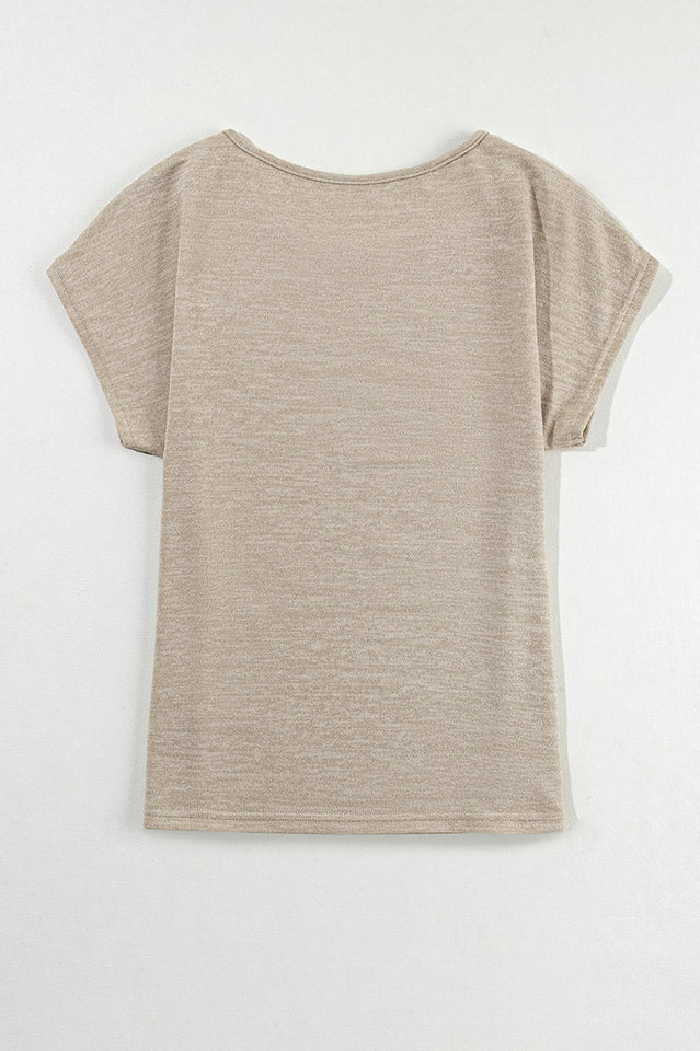 Button Detail Batwing Sleeve Casual Tee