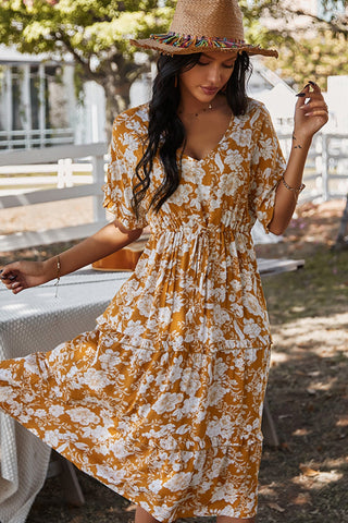 V-Neck Cotton Print Dress