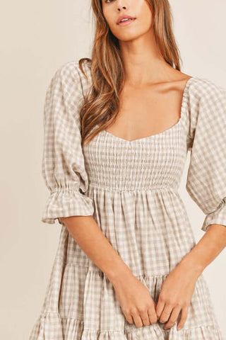 Smocked Gingham Babydoll Dress