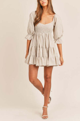 Smocked Gingham Babydoll Dress