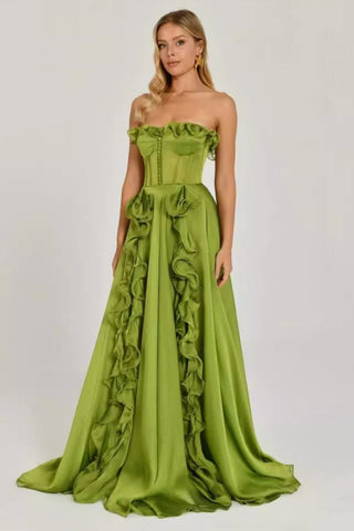 Colombine Strapless Ruffle Maxi Dress