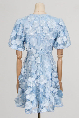 Chayan Flower Embroidery Mini Dress