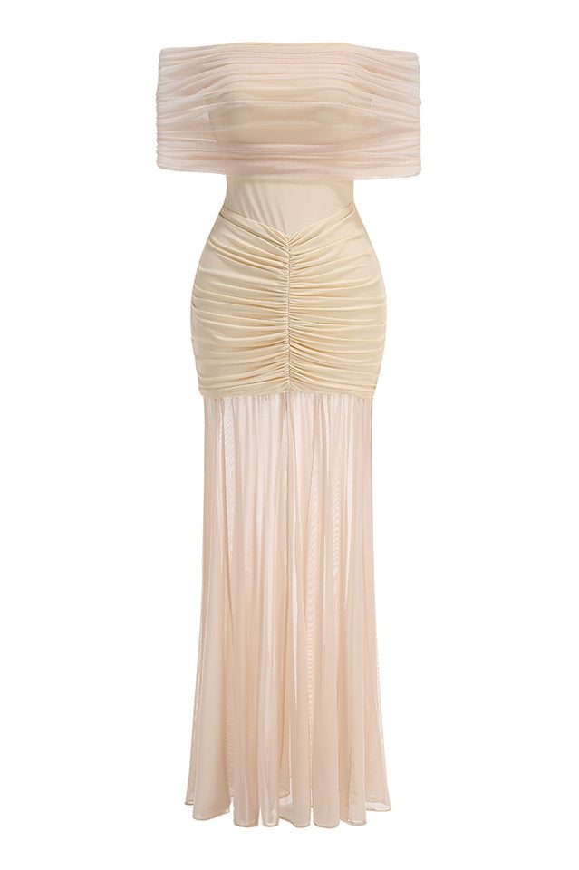 Caspian Slinky And Mesh Maxi Dress