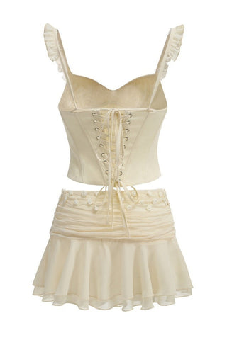 Amelia Corset Lace Up Ruffle Skirt Set