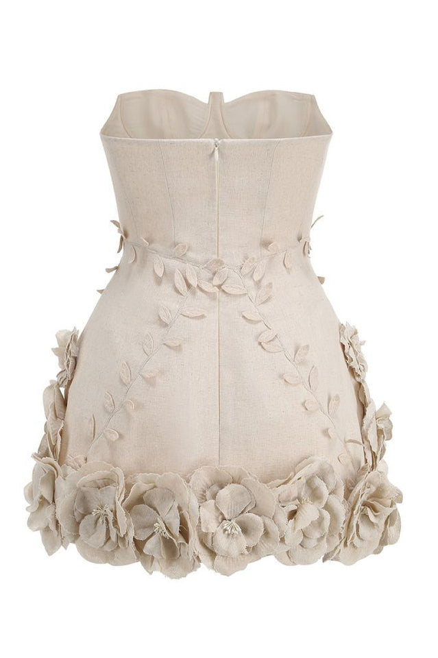 Bice Nude Strapless Bustier Flower Dress