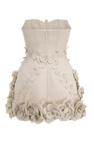 Bice Nude Strapless Bustier Flower Dress