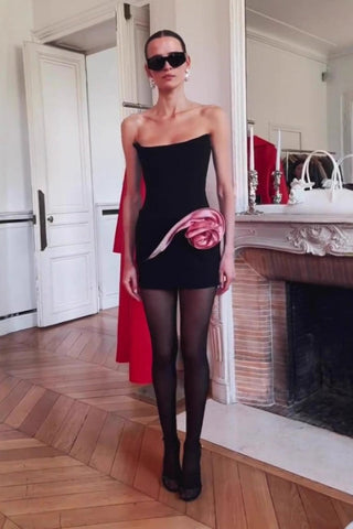 Strapless Appliquéd Cady Bustier Mini Dress