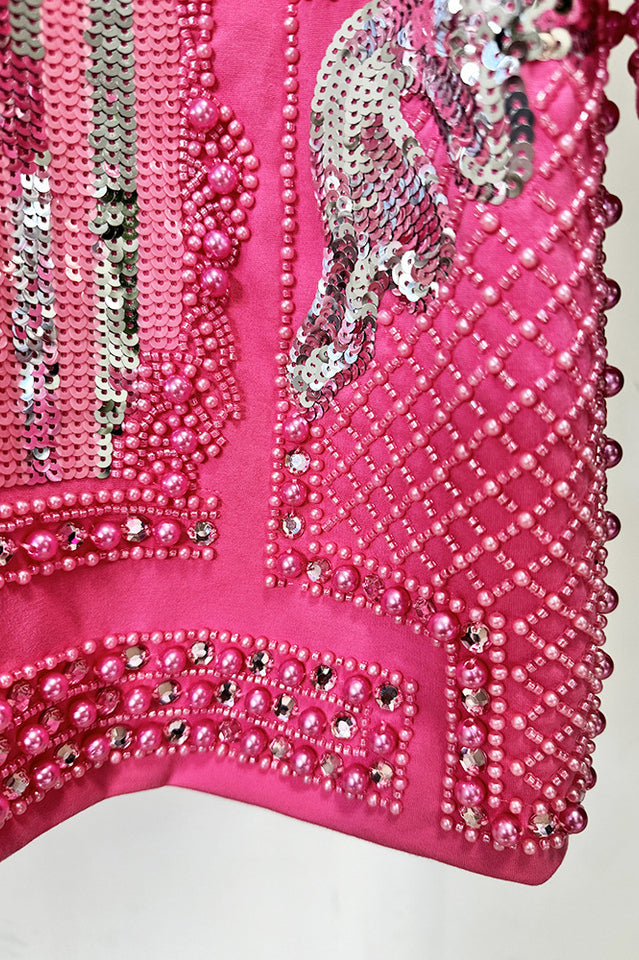 Long Sleeve Sequin Embellished Dress