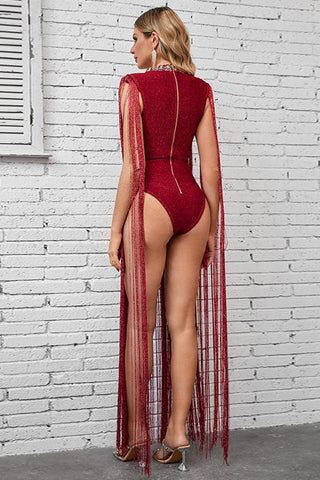 Phoebe Black Fringe Bandage Dress