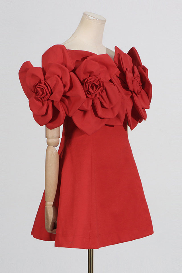 Chabela Flower Off-Shoulder Mini Dress