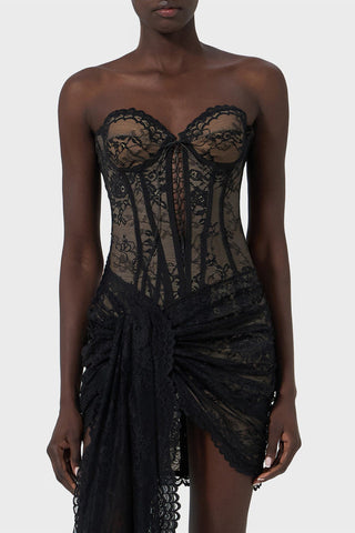 Black Bustier Dress With A Corset