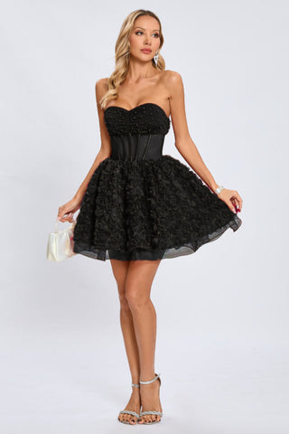 Strapless Corset Floral A Line Dress
