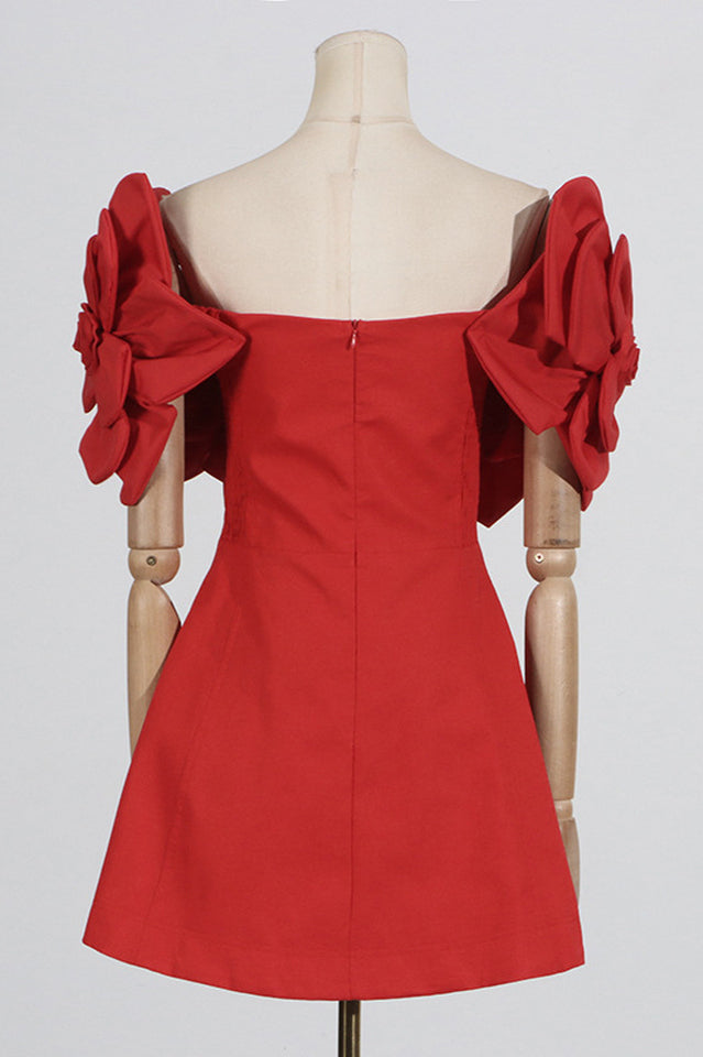 Chabela Flower Off-Shoulder Mini Dress