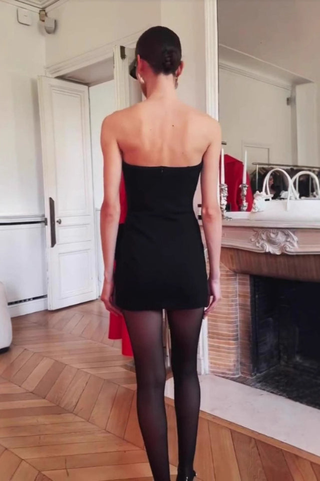 Strapless Appliquéd Cady Bustier Mini Dress