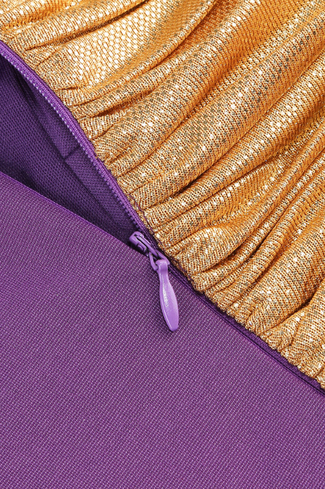 One Sleeve Purple Mini Dress