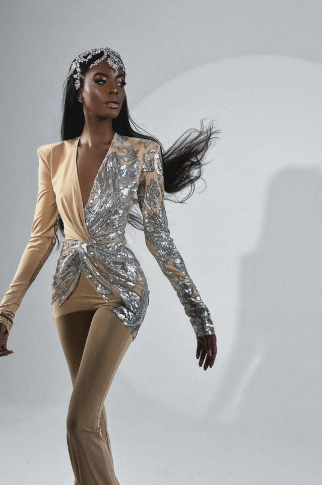 Long Sleeve Sequin Jumpsuit