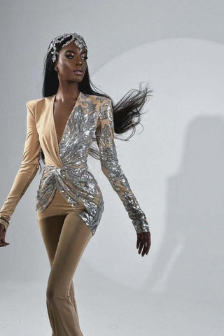 Long Sleeve Sequin Jumpsuit