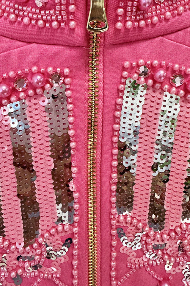 Long Sleeve Sequin Embellished Dress