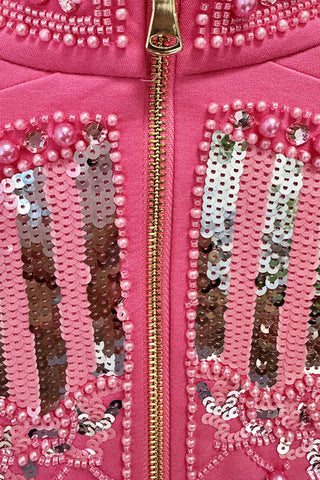 Long Sleeve Sequin Embellished Dress