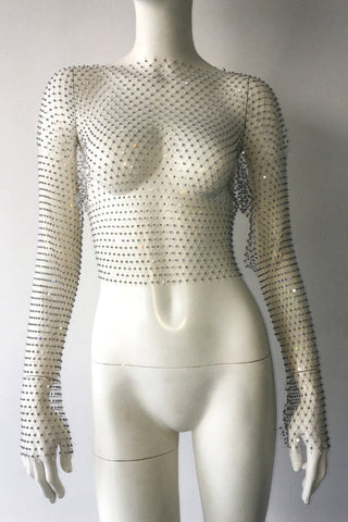 Crystal Diamond See Through Crop Top