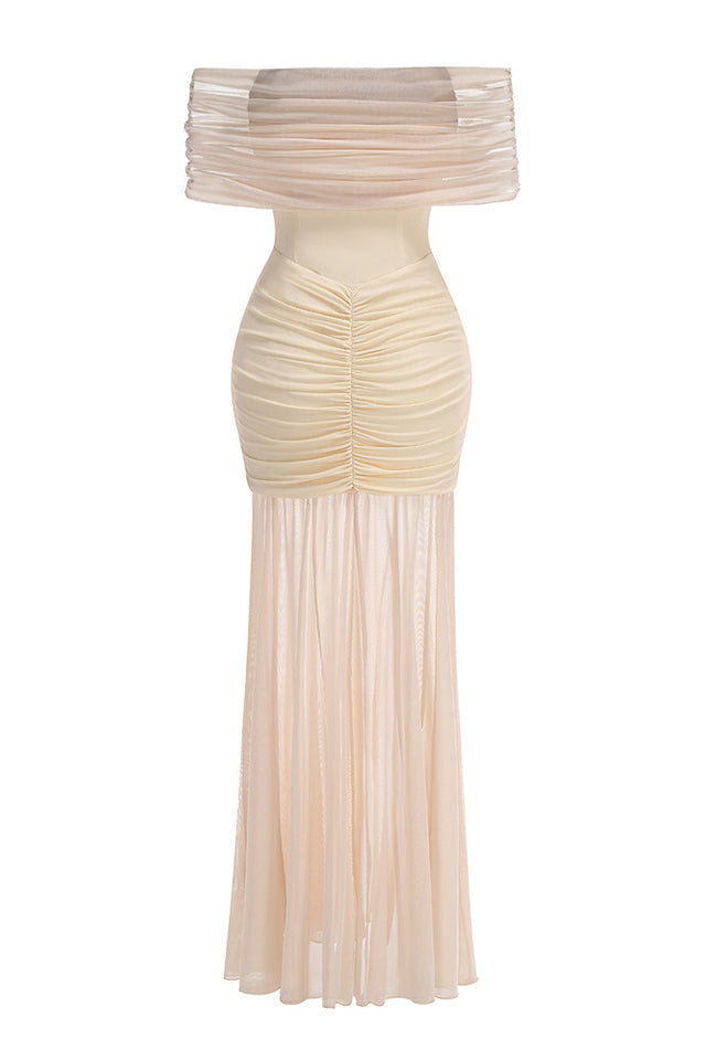 Caspian Slinky And Mesh Maxi Dress