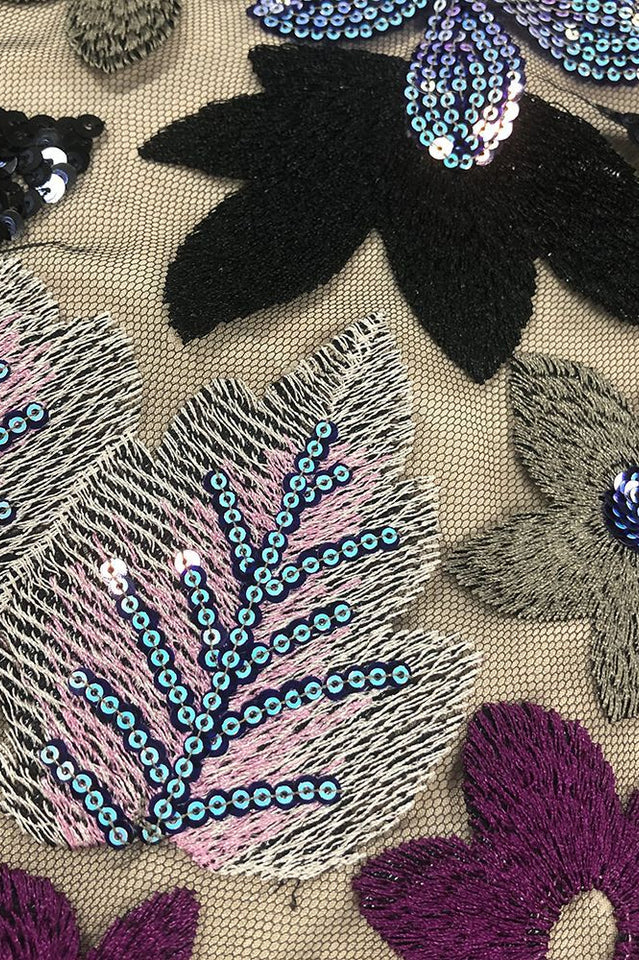 Floral Sequin Embroidered Maxi Dress