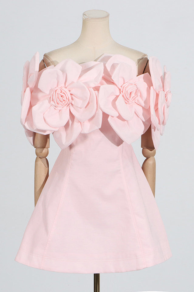Chabela Flower Off-Shoulder Mini Dress
