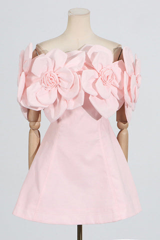Chabela Flower Off-Shoulder Mini Dress
