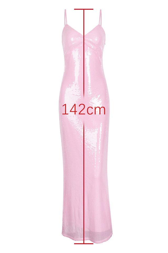 Honey Pink Sequin Maxi Dress