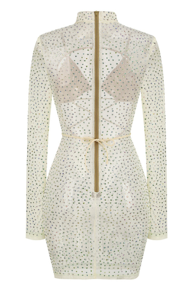Long Sleeve Sequin Crystal Dress