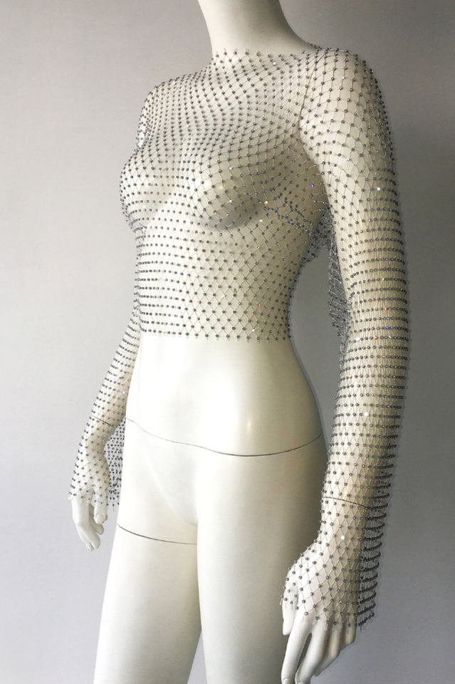 Crystal Diamond See Through Crop Top