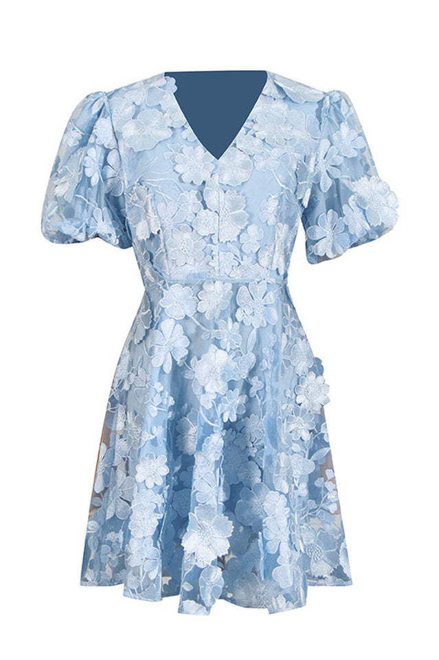 Chayan Flower Embroidery Mini Dress