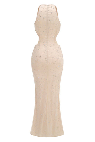 Pearl Crystal Side Cut Out Maxi Dress