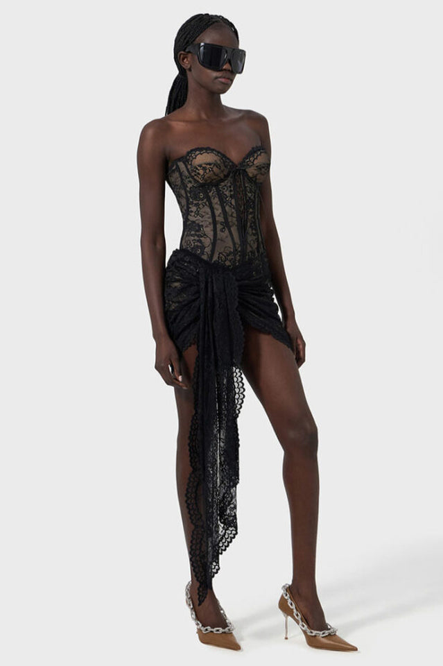 Black Bustier Dress With A Corset