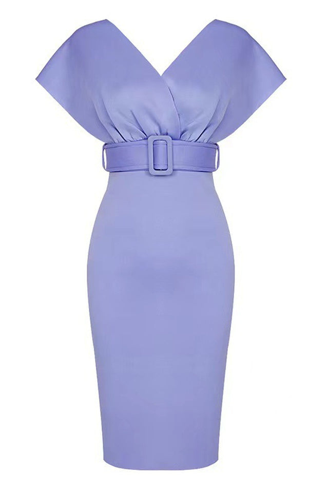Off The Shoulder Belt Midi Dress
