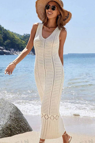 Hollow Out Sleeveless Sweater Dress