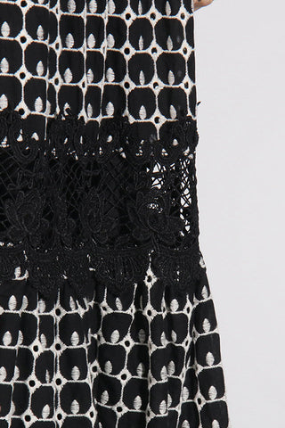 Lace Embroidery Cocktail Midi Dress
