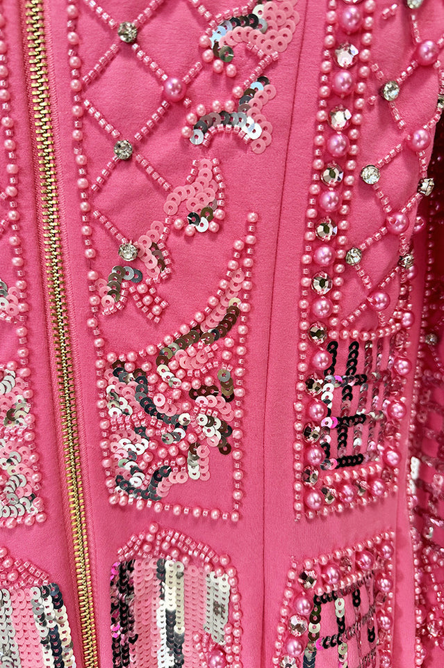 Long Sleeve Sequin Embellished Dress