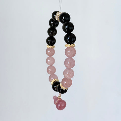 Black Obsidian & Rose Quartz Bracelet