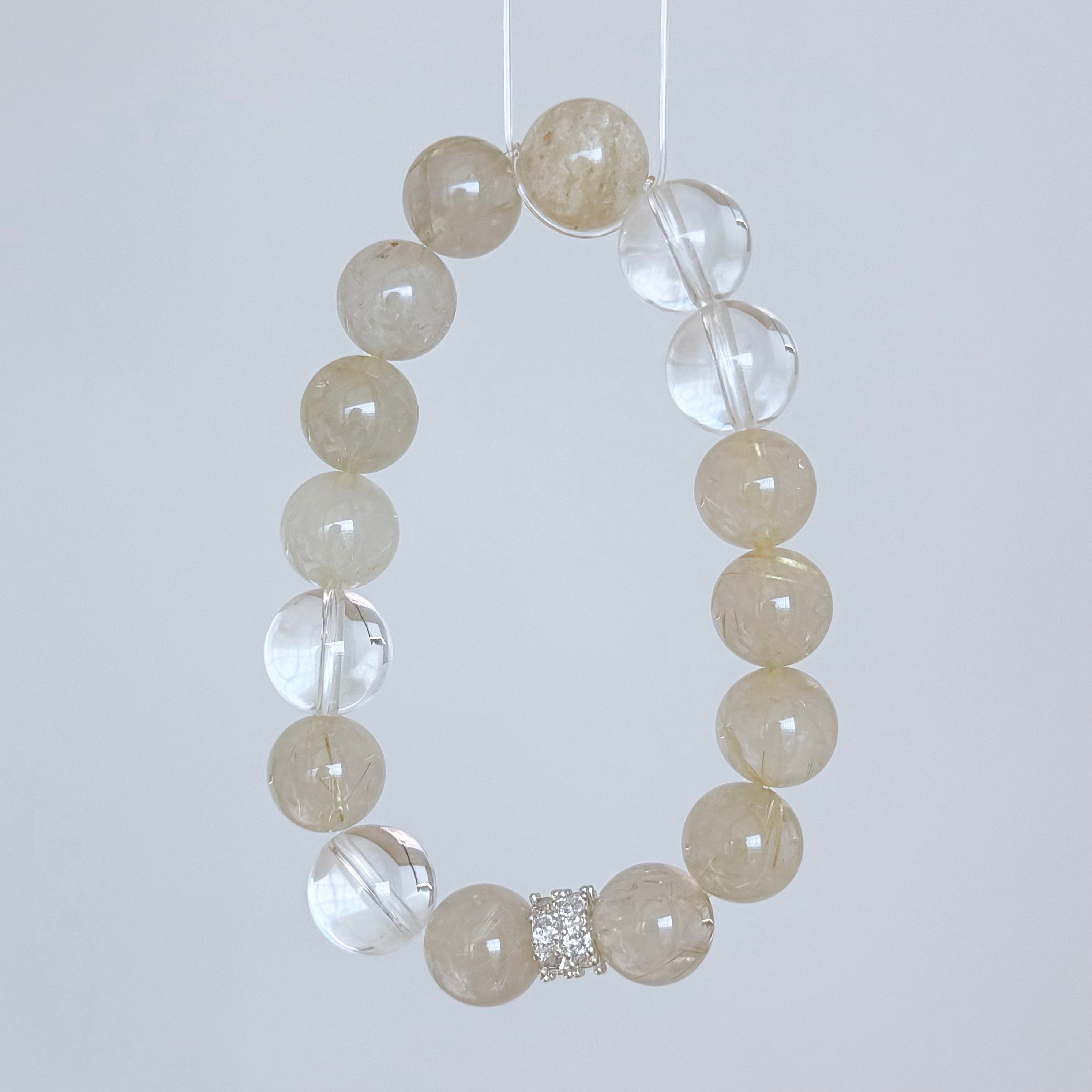 Golden Rutilated Quartz & Clear Quartz Bracelet