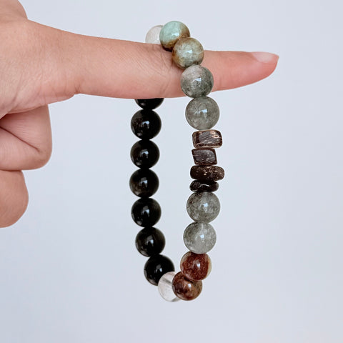 Labradorite & Obsidian Protection Bracelet