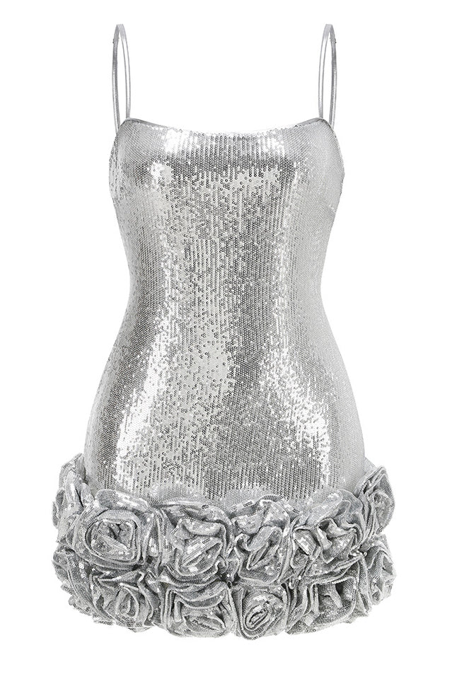 Faye Sequin Flower Mini Dress