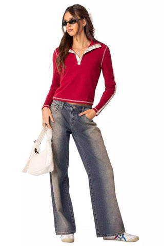 EDIKTED Raelynn Washed Low Rise Jeans