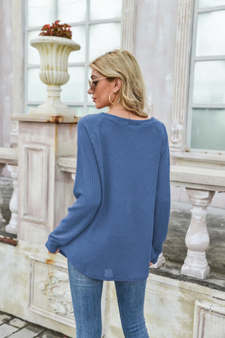 Waffle Long Sleeve One-shoulder T-shirt