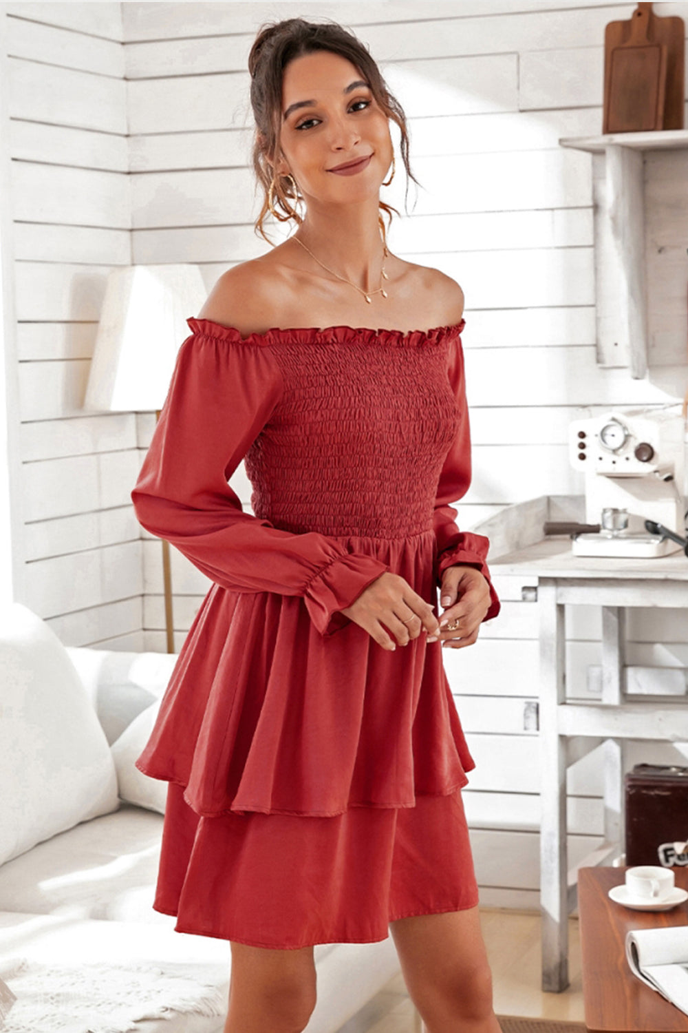 Wrapped Chest Cake Off Shoulder Dress