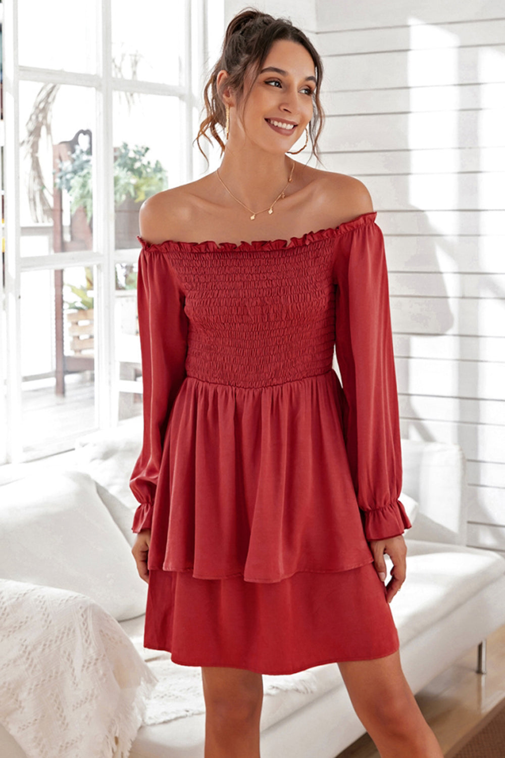 Wrapped Chest Cake Off Shoulder Dress